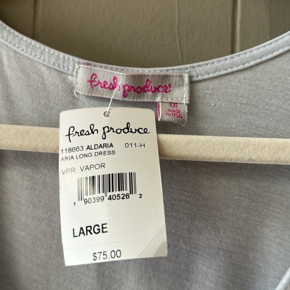 NEW Fresh Produce Aria Maxi Summer Dress Size Lg Gray Asymmetric Hem Stretch - Picture 3 of 9